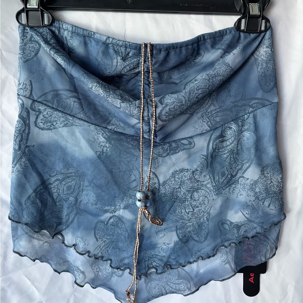 Blue Paisley Tank with Beaded Tie